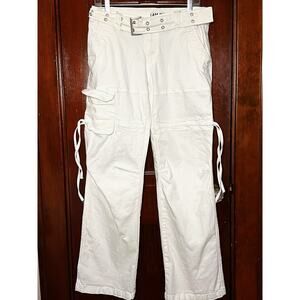 I.AM.GIA WHITE BELTED NAIMA CARGO PANTS WIDE LEG STRETCH M / MEDIUM
